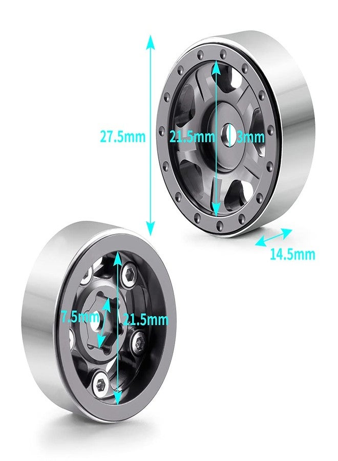 عجلات وإطارات WEFEINO RC Beadlock، 4 قطع، إطارات زاحفة صغيرة مقاس 1.0 بوصة لسيارة Axial SCX24 90081 Deadbolt 1/24 RC Crawler (تيتانيوم، 50 مم) - Image 4
